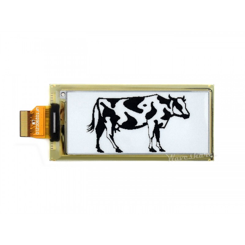 WaveShare 296×128, 2.9tommer fleksibel E-Ink rådisplaypanel
