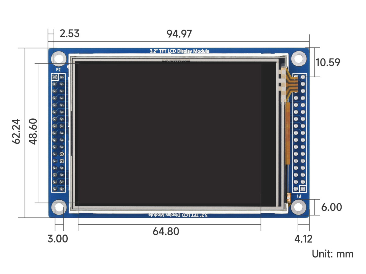 WaveShare 3,2 Zoll 320x240 Touch LCD (D) med touchpanel og selvstændige controllere