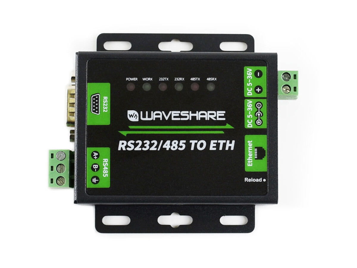 WaveShare Industrielt RS232 RS485 til Ethernet-konverter til EU