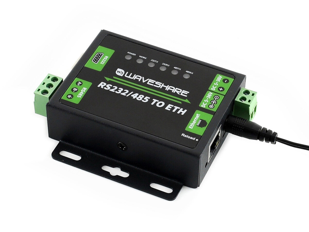 WaveShare Industrielt RS232 RS485 til Ethernet-konverter til EU