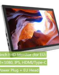 WaveShare 15,6 Zoll universel bærbar touchskærm (til EU), 1920x1080 Full HD, IPS, HDMI/Type-C