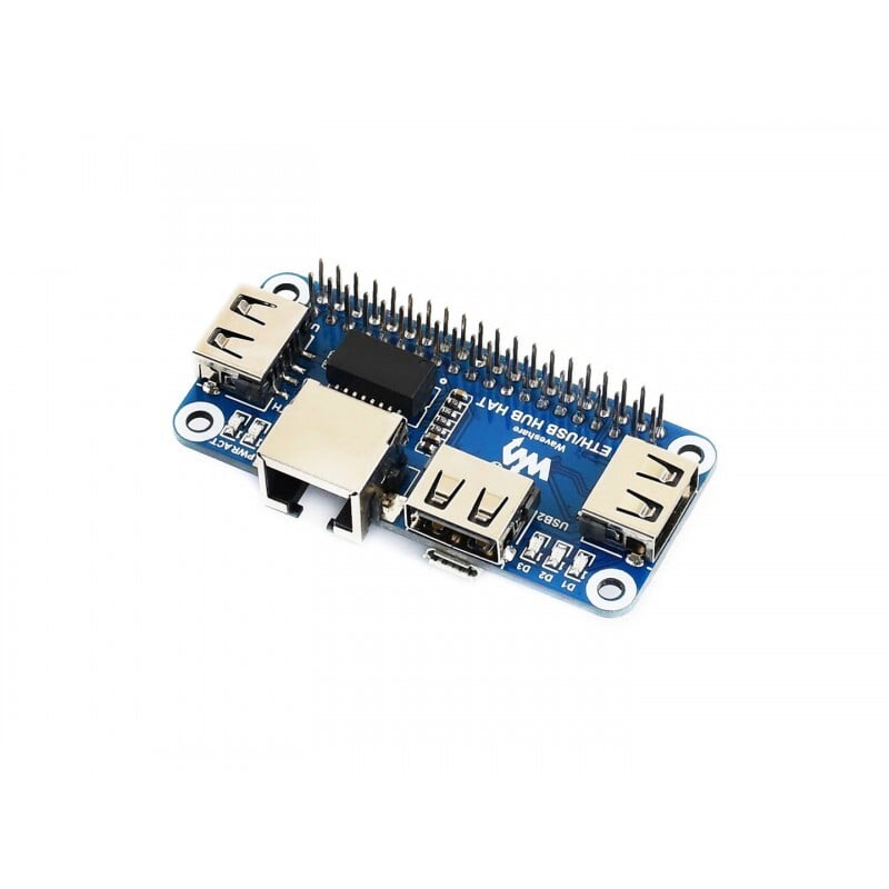 WaveShare Ethernet USB HUB HAT til Raspberry Pi 1x RJ45 3x USB