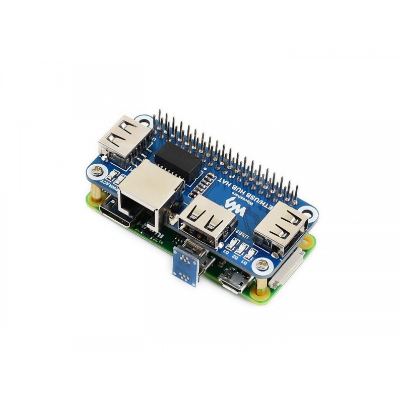 WaveShare Ethernet USB HUB HAT til Raspberry Pi 1x RJ45 3x USB