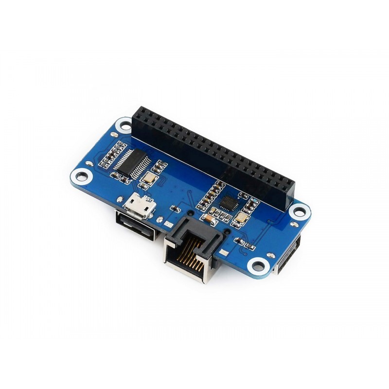 WaveShare Ethernet USB HUB HAT til Raspberry Pi 1x RJ45 3x USB