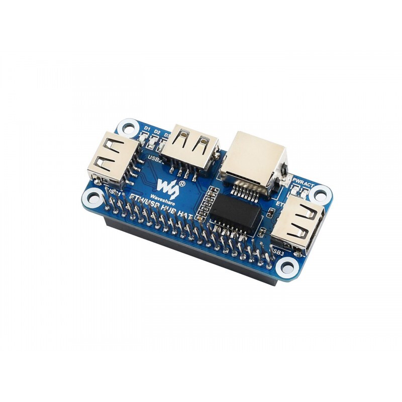 WaveShare Ethernet USB HUB HAT til Raspberry Pi 1x RJ45 3x USB