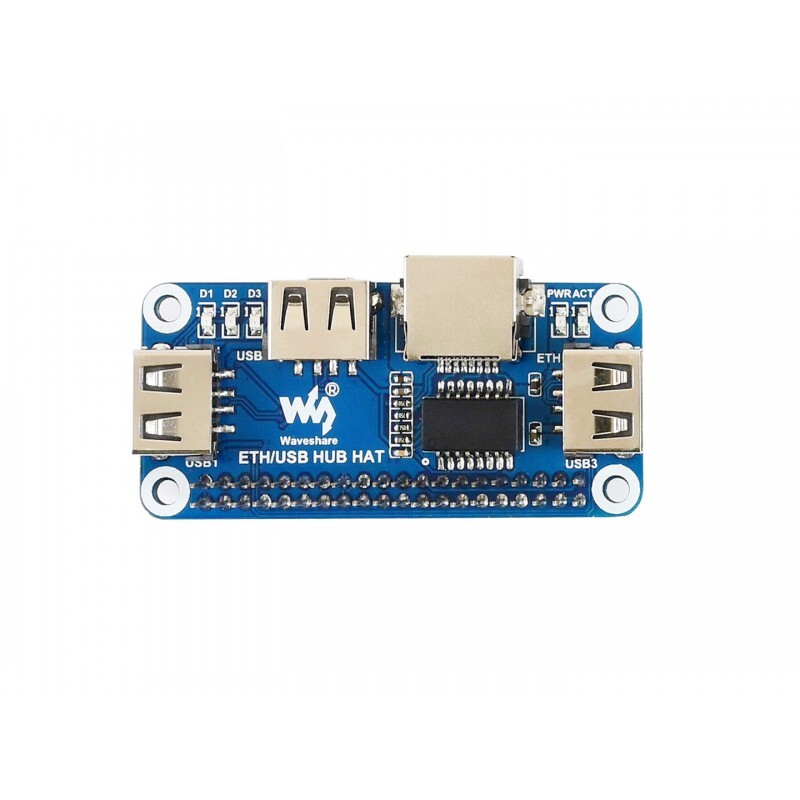 WaveShare Ethernet USB HUB HAT til Raspberry Pi 1x RJ45 3x USB