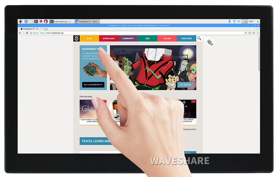 WaveShare 13,3 Zoll kapativer Touchscreen LCD med kabinet 1920x1080 HDMI IPS