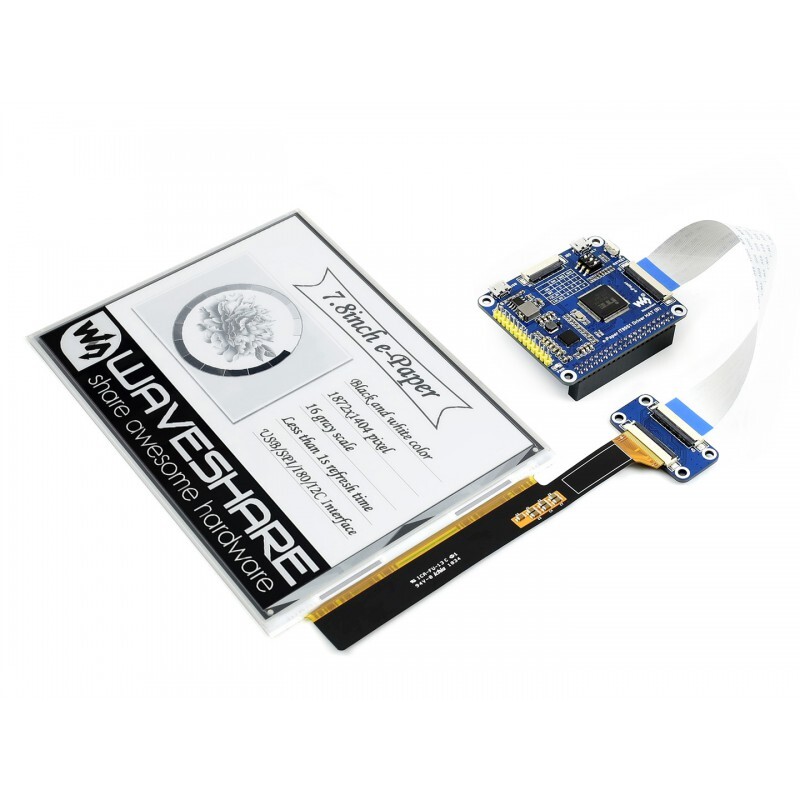 Waveshare 7,8 Zoll E-Paper-Displaymodul – 1872 × 1404 S/W - 7,8 Zoll e-Paper HAT med driver-HAT 16766