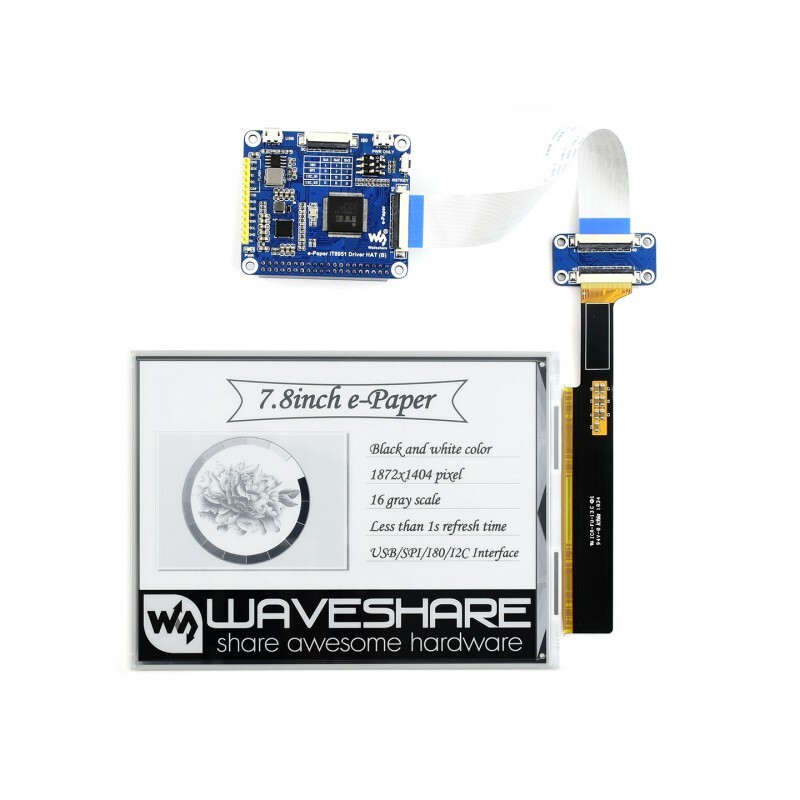 Waveshare 7,8 Zoll E-Paper-Displaymodul – 1872 × 1404 S/W - 7,8 Zoll e-Paper HAT med driver-HAT 16766