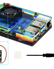 WaveShare Farverigt Regnbue-acrylkasse til Raspberry Pi 4 med køleventilator