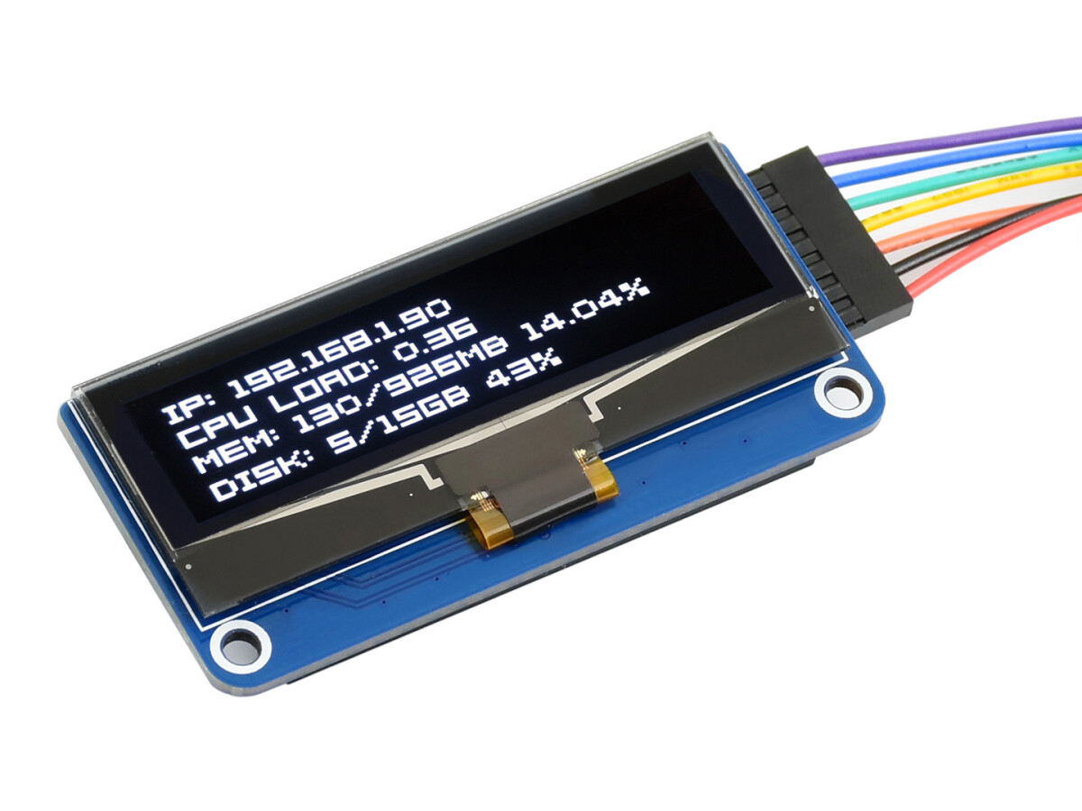 WaveShare 128×32, 2.23 Zoll OLED-display HAT til Raspberry Pi