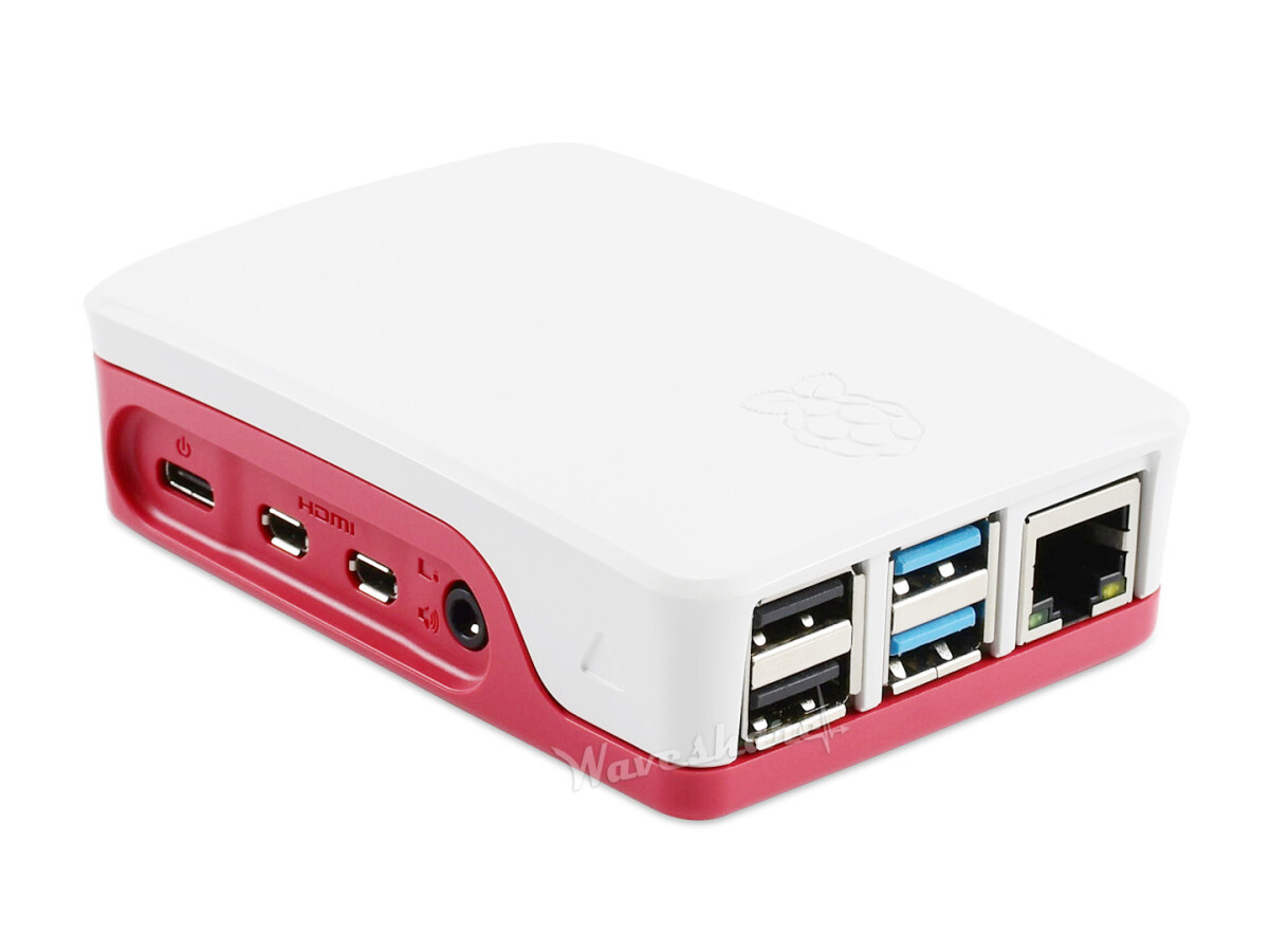 Officiel Raspberry Pi-etui til Raspberry Pi 4 (Rød/Hvid)