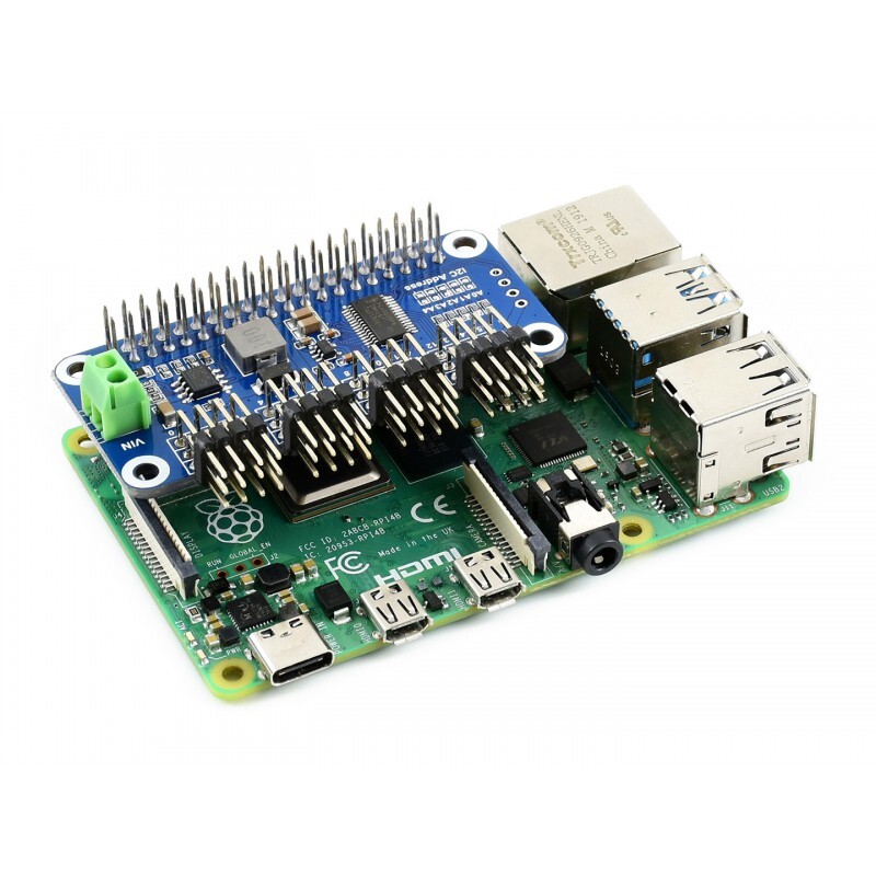 WaveShare Servo Driver HAT (B) til Raspberry Pi, 16-kanal, 12-bit I2C, højre vinkel pinheader
