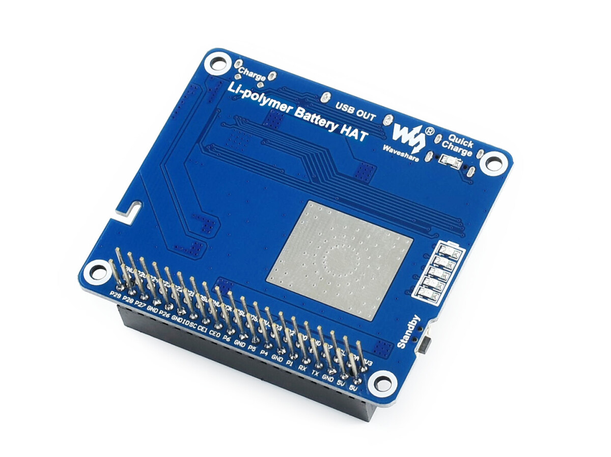WaveShare Li-polymer Batteri HAT til Raspberry Pi 3000mAh batteriløsning SW6106, 5V udgang, Quick Charge
