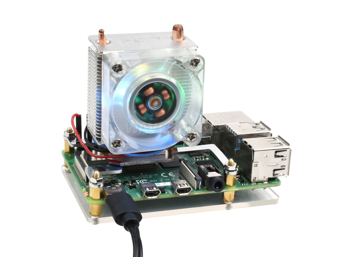 WaveShare ICE Tower CPU-køleventilator til Raspberry Pi 4/3B+/3B – Fremragende varmeafledning