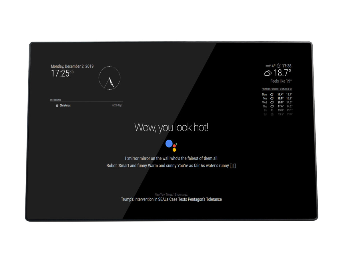 WaveShare 13,3 Zoll Magic Mirror med Raspberry Pi 3A+ stemmeassistent touch kontrol