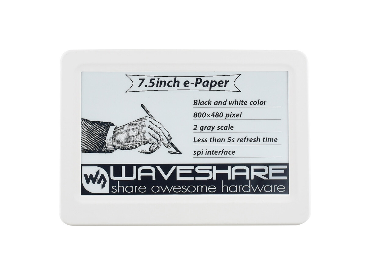 WaveShare 7,5 Zoll passiv NFC-drevet e-Papir, ingen batteri