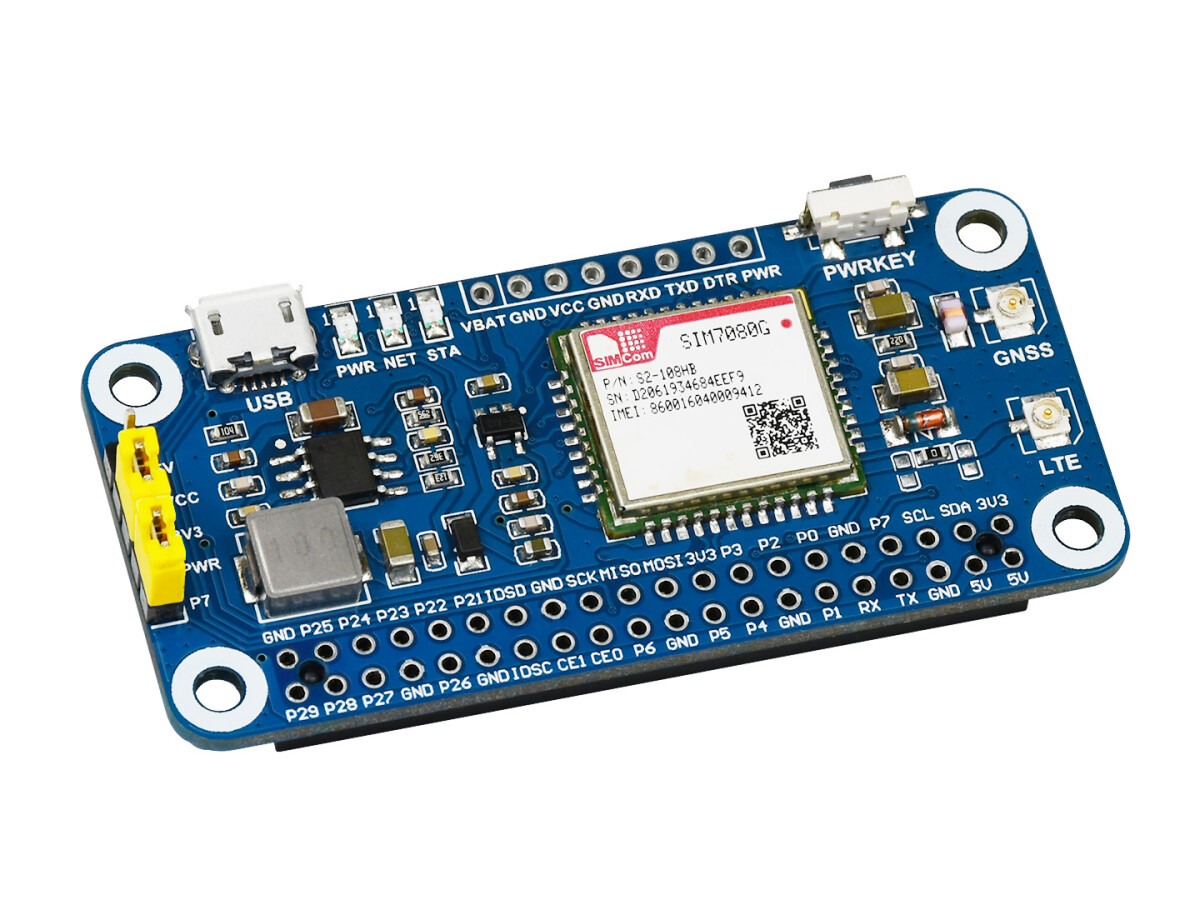 WaveShare NB-IoT / Cat-M(eMTC) / GNSS HAT til Raspberry Pi, Globalt anvendelig