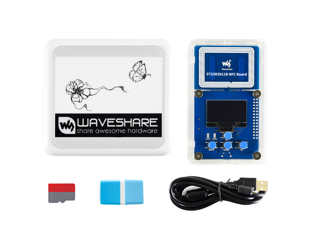 WaveShare 4,2 Zoll NFC-drevet e-Papir Evaluationssæt, trådløs strøm og datatransmission