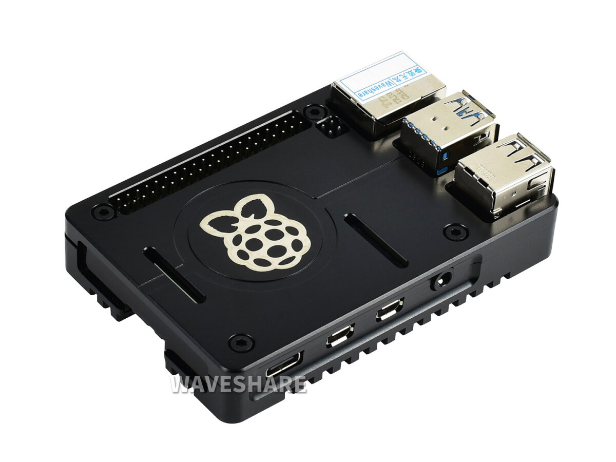 WaveShare Letvægts aluminiumsæske til Raspberry Pi 4 til CNC-bearbejdning