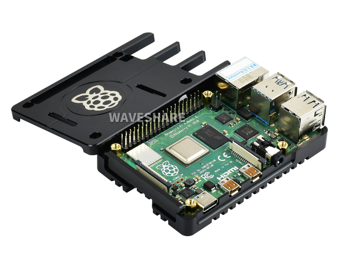 WaveShare Letvægts aluminiumsæske til Raspberry Pi 4 til CNC-bearbejdning