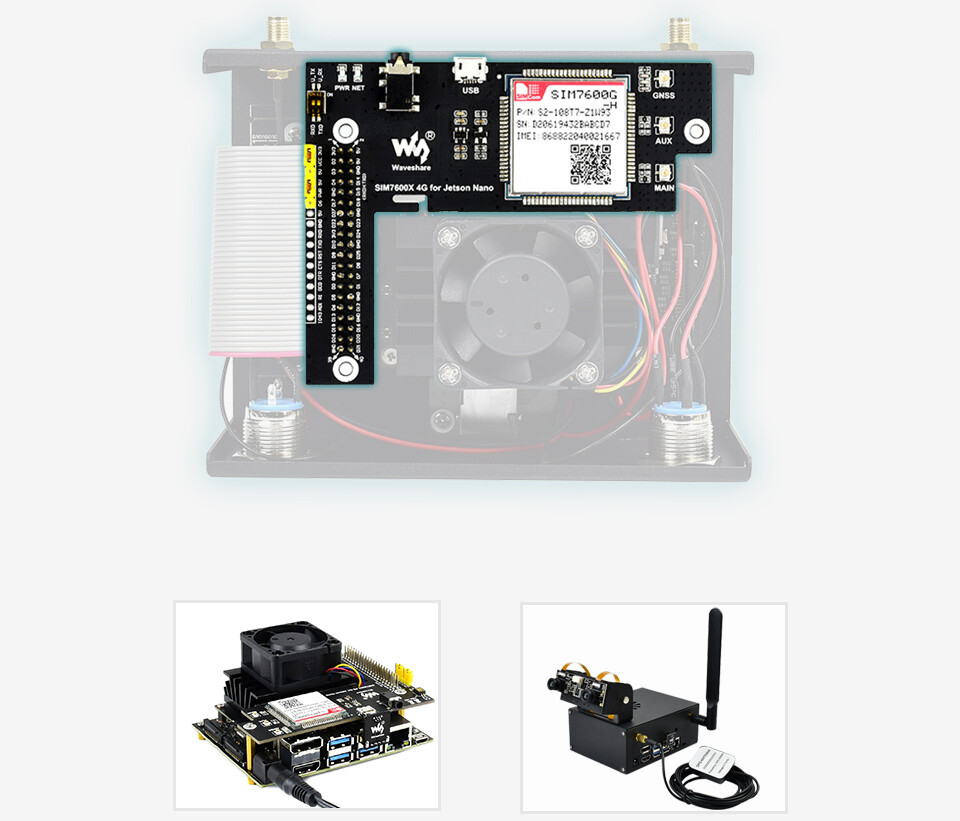 WaveShare Metal Case (C) Kameraholder med intern ventilatordesign til Jetson Nano (B01)