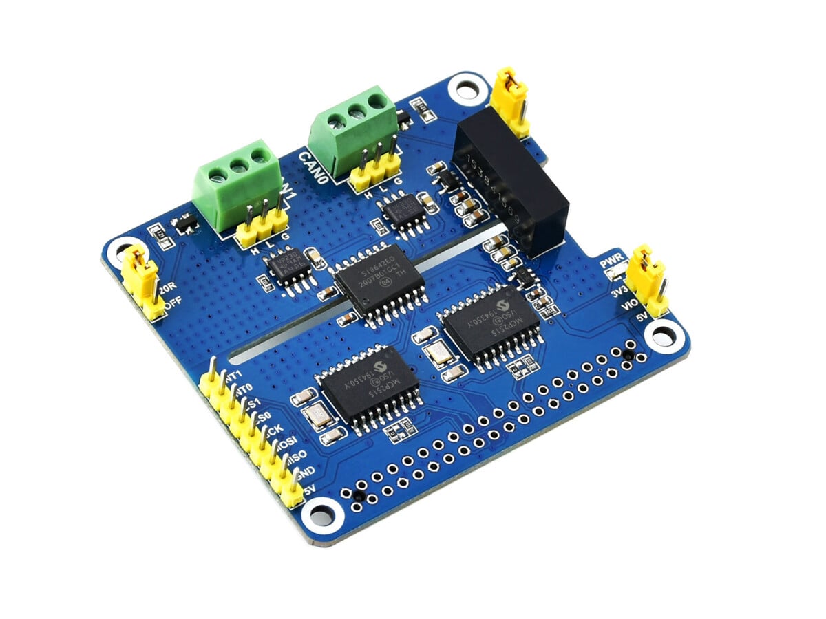 WaveShare 2-Kanal isoleret CAN udvidelses-HAT til Raspberry Pi, Dual Chips løsning