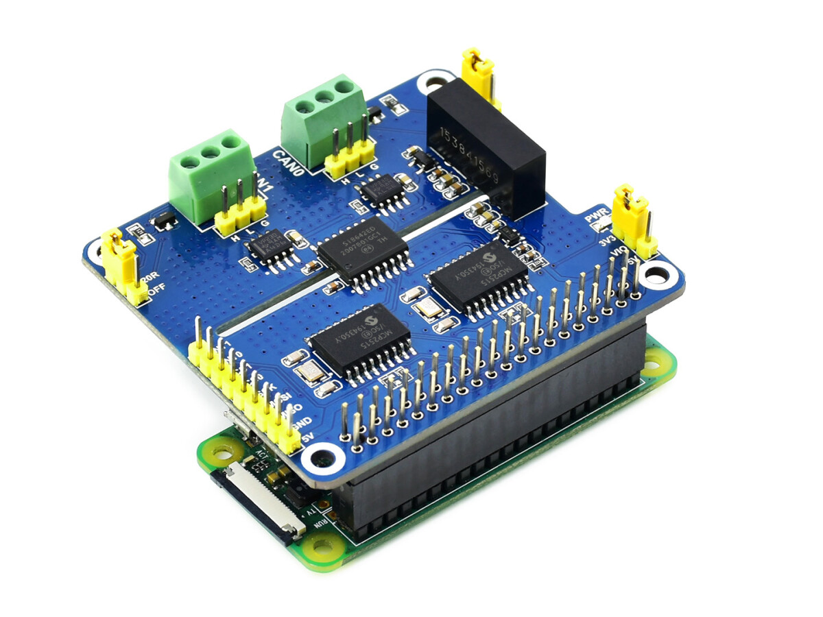 WaveShare 2-Kanal isoleret CAN udvidelses-HAT til Raspberry Pi, Dual Chips løsning