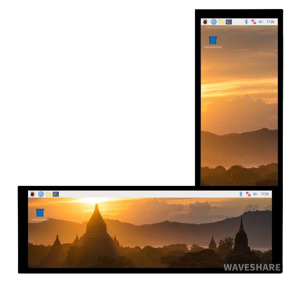WaveShare 7,9 Zoll Kapazitiver Touchscreen LCD, 400×1280, HDMI, IPS, Verstærket Glasdæksel
