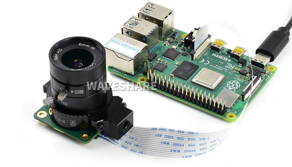 WaveShare 6mm bredvinkel-linse til Raspberry Pi, høj kvalitet