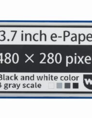 WaveShare 3,7 Zoll ePaper e-Ink Display HAT til Raspberry Pi, 480×280, sort/hvid, 4 gråtoner, SPI