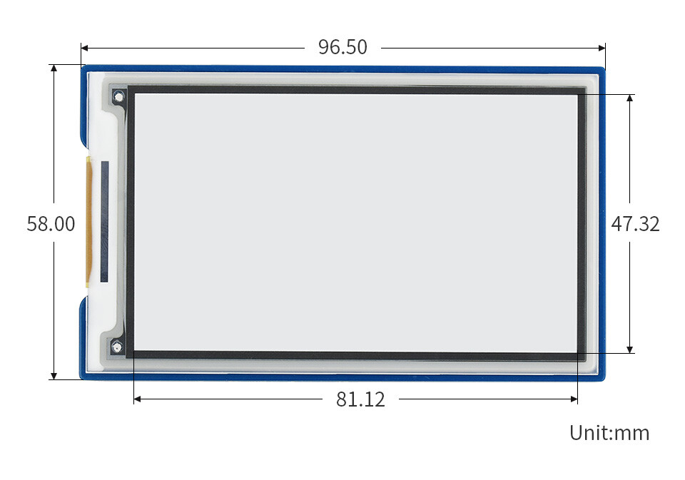 WaveShare 3,7 Zoll ePaper e-Ink Display HAT til Raspberry Pi, 480×280, sort/hvid, 4 gråtoner, SPI