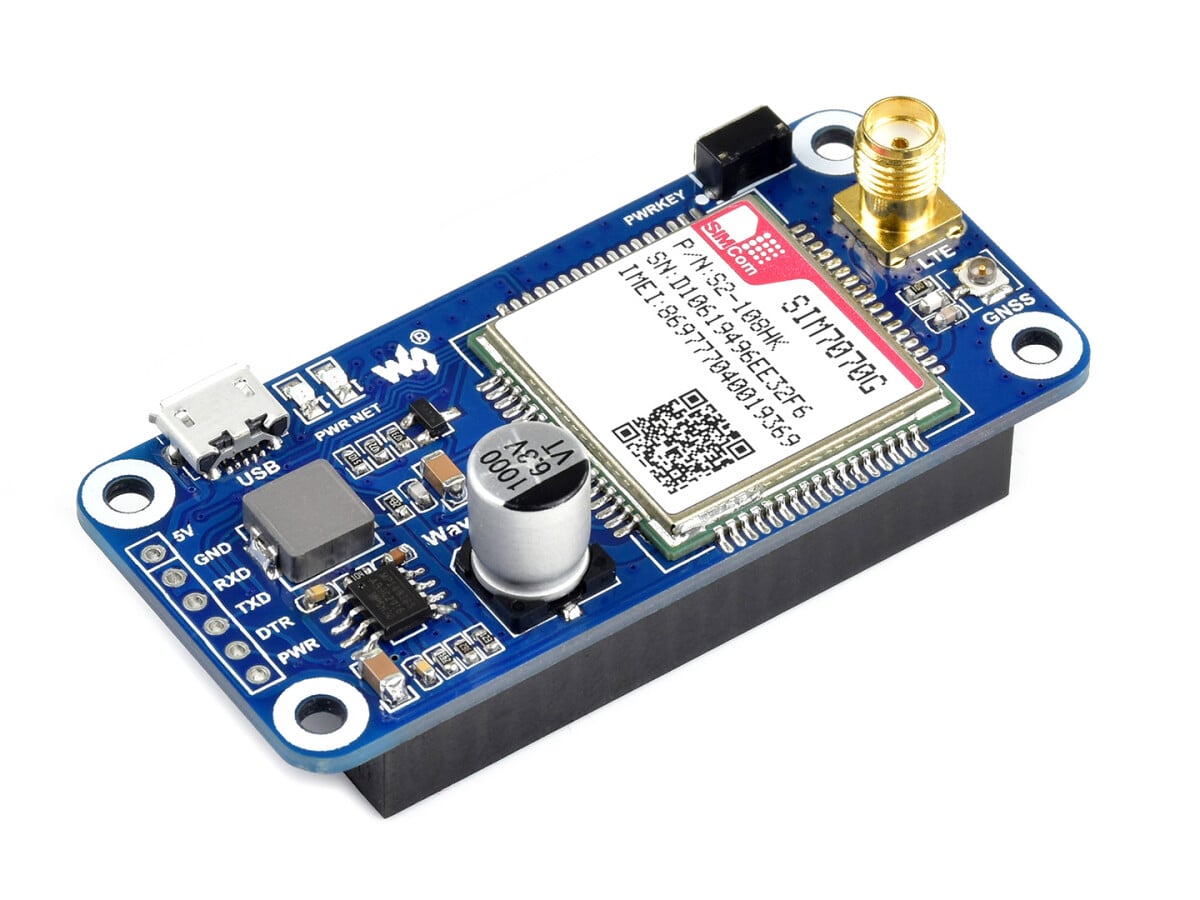 WaveShare SIM7070G NB-IoT / Cat-M / GPRS / GNSS HAT til Raspberry Pi, globalt båndstøtte