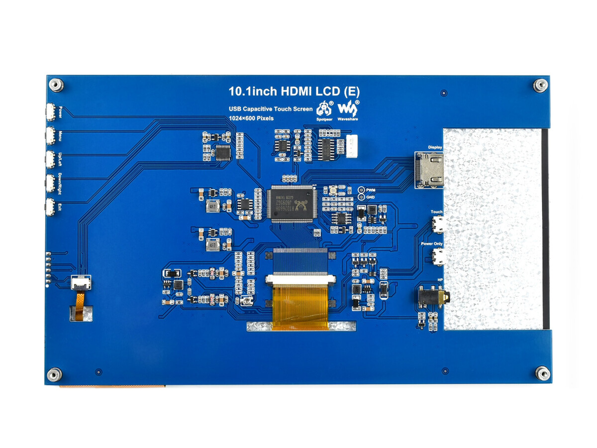 WaveShare 10,1 Zoll Kapazitiver Touchscreen LCD (E), 1024×600, HDMI, IPS, Vollständig Laminierter Bildschirm, Kompatibel med Raspberry Pi, Jetson Nano, PC