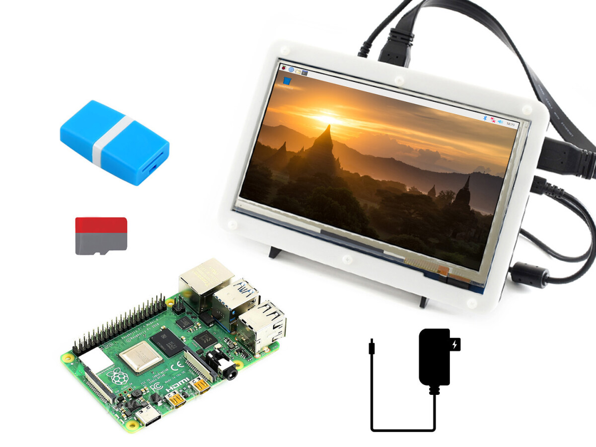 WaveShare 7 zoll Kapazitiver Touch LCD Display Kit mit Raspberry Pi 4 Model B 8GB