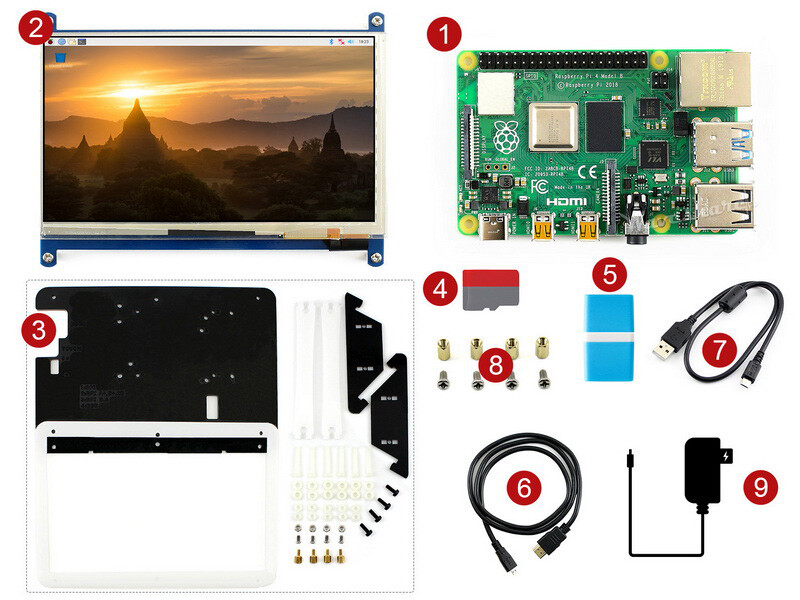 WaveShare 7 zoll Kapazitiver Touch LCD Display Kit mit Raspberry Pi 4 Model B 8GB