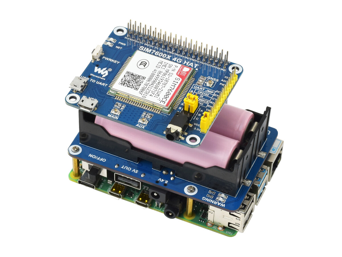 WaveShare Uden afbrydelse strømforsyning UPS HAT til Raspberry Pi, Stabil 5V udgang
