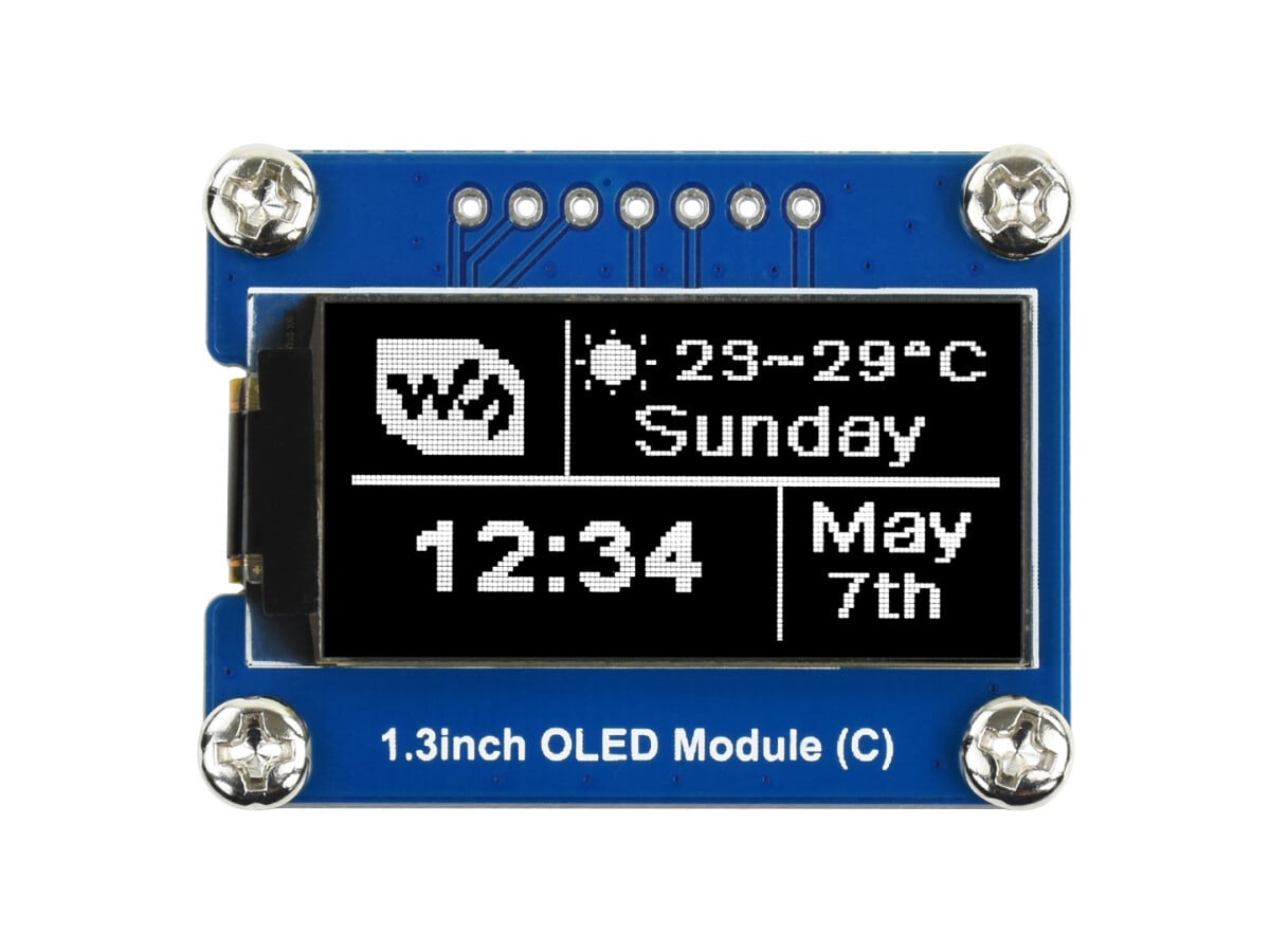 WaveShare 64×128, Generel 1,3 tommer OLED Display Modul SPI / I2C-interface