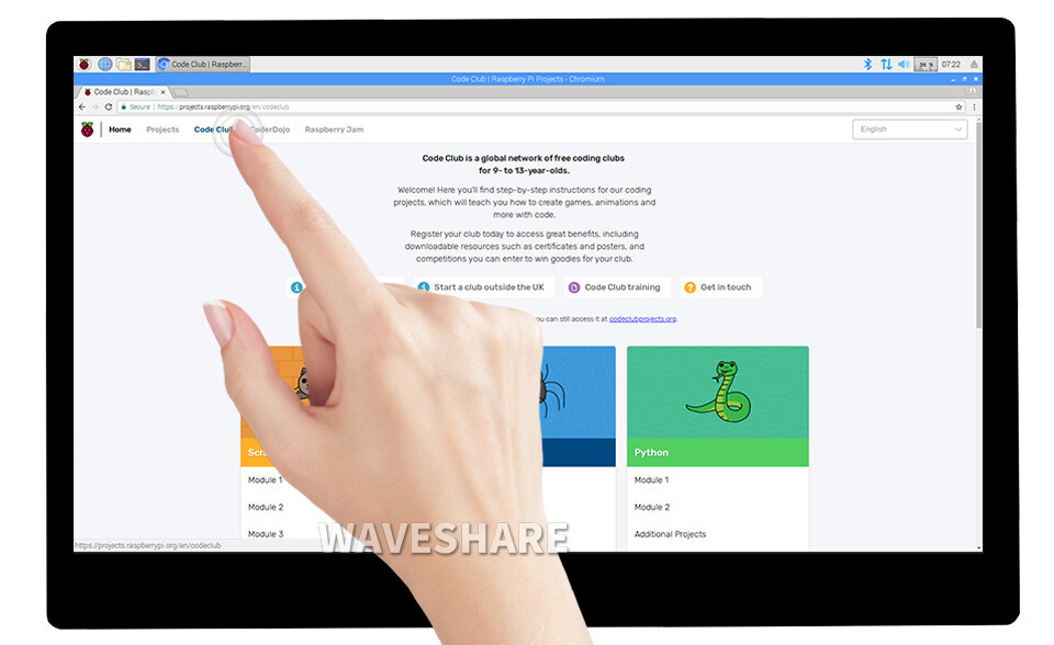 WaveShare 11,6 Zoll kapativer Touchscreen LCD uden kabinet 1920×1080 HDMI IPS