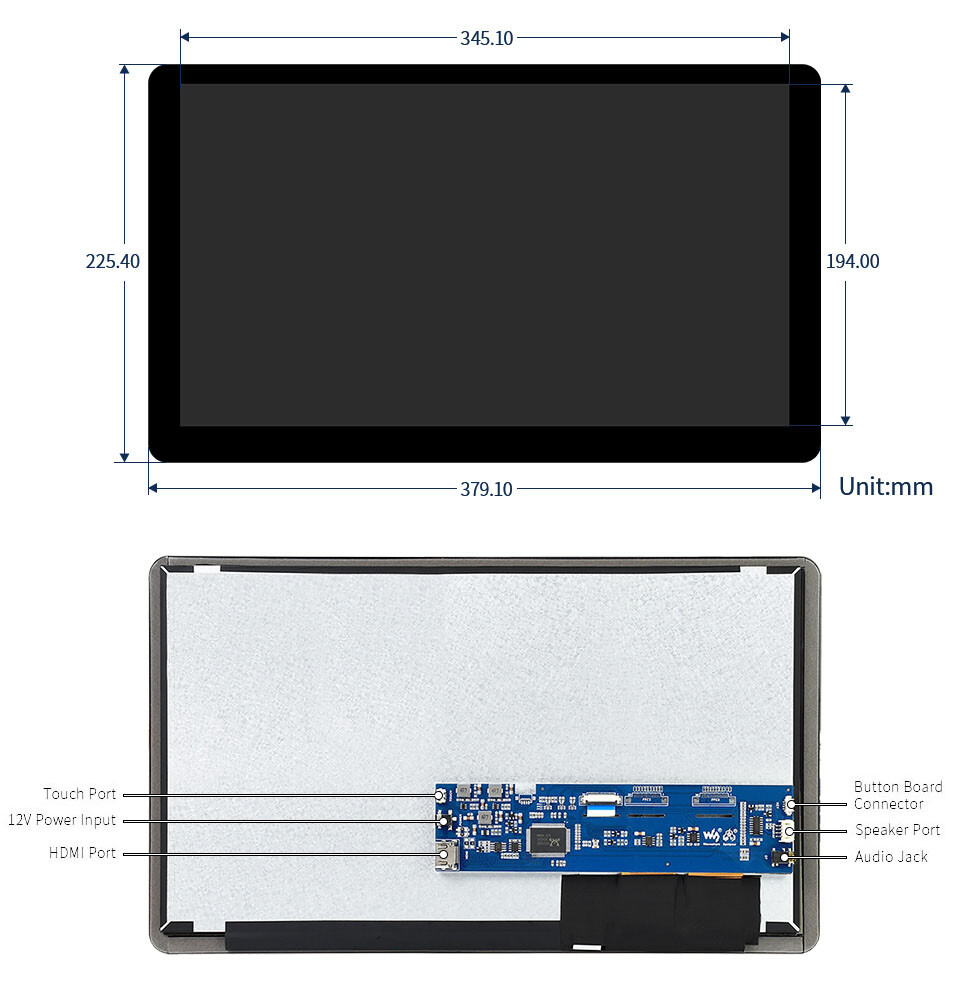 WaveShare 15,6 Zoll kapativer Touchscreen LCD 1920x1080 HDMI IPS