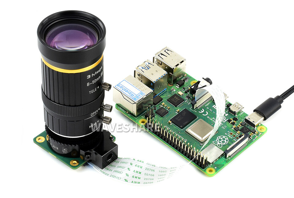 WaveShare Zoomlinse 8-50 mm til Raspberry Pi, høj kvalitet