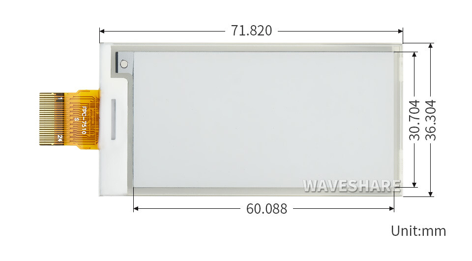 WaveShare 296×152, 2.66 Zoll ePaper E-Ink rå displaypanel, sort / hvid