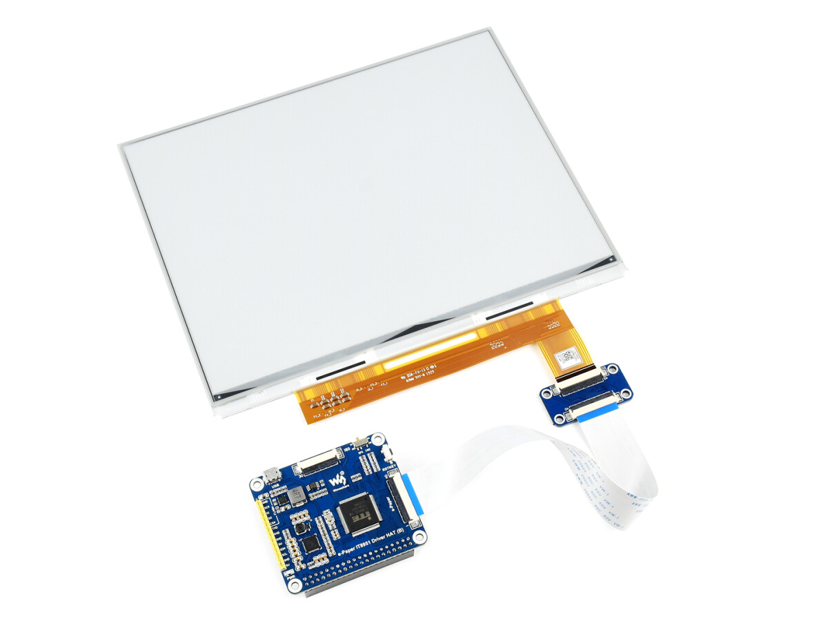 WaveShare 10,3 Zoll ePaper e-Ink Display HAT til Raspberry Pi, 1872×1404, sort/hvid, 16 gråtoner, USB / SPI / I80