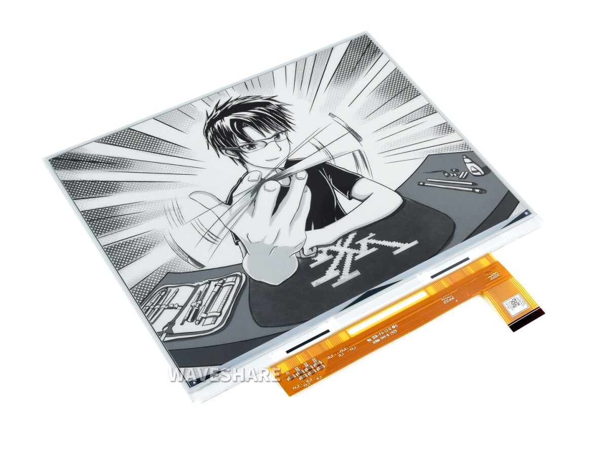 WaveShare 10,3 Zoll ePaper e-Ink rådisplay, 1872×1404, sort/hvid, 16 gråtoner, parallelport, uden PCB