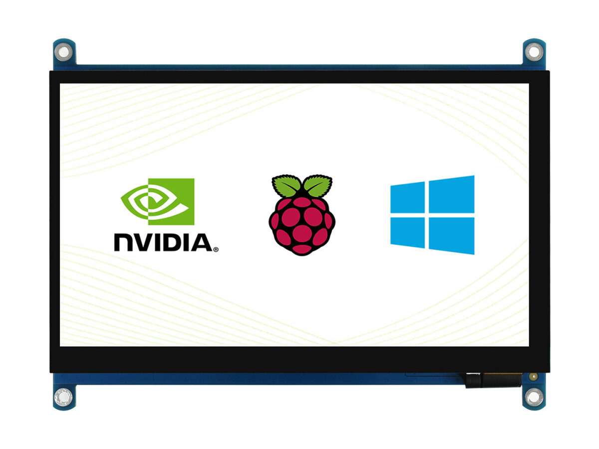 WaveShare 7-tommer QLED Quantum Dot Display, Kapacitivt touch, 1024×600, G+G forstærket glaspanel, Støtte til forskellige systemer