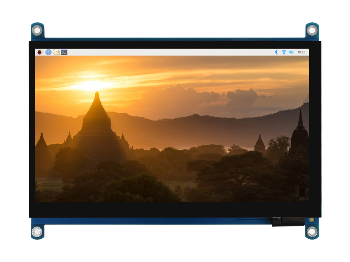 WaveShare 7-tommer QLED Quantum Dot Display, Kapacitivt touch, 1024×600, G+G forstærket glaspanel, Støtte til forskellige systemer