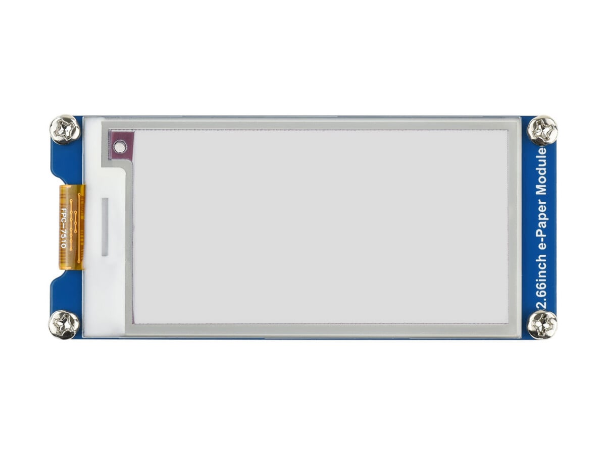WaveShare 2,66 Zoll E-Paper E-Ink Display Modul (B), 296×152, Rød / Sort / Hvid, SPI