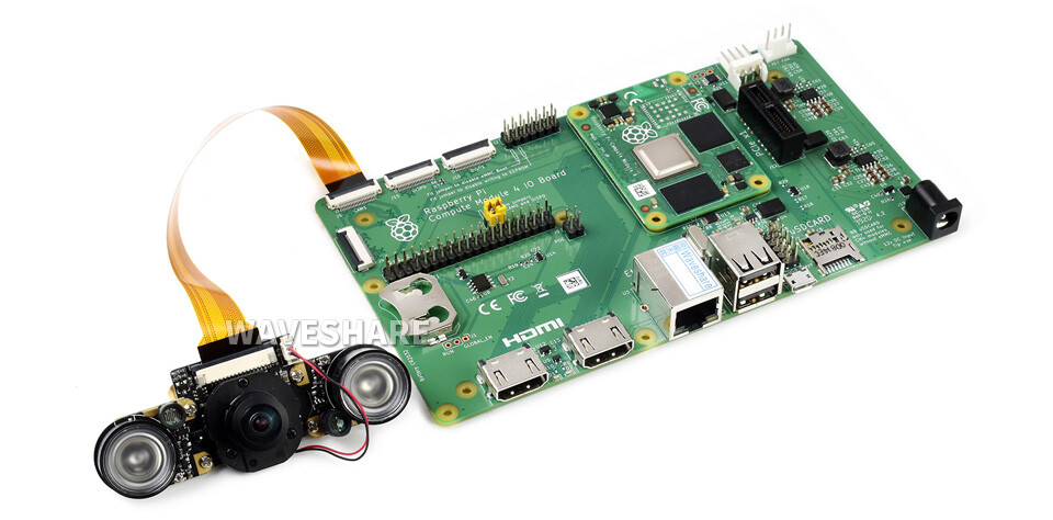 WaveShare IMX219-160 8MP IR-CUT Kamera, 162° synsfelt, IR-CUT Infrarød, Egnet til Jetson Nano / Compute Module