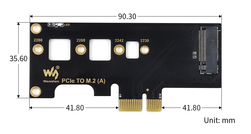 WaveShare PCIe to M.2 Adapter til Raspberry Pi Compute Module 4