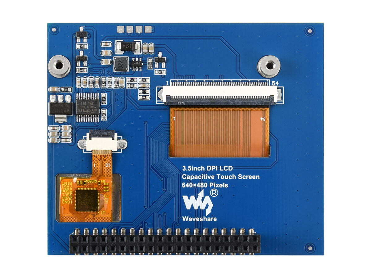 WaveShare 3,5 Zoll kapassitiv berøringsskærm LCD til Raspberry Pi, 640×480, DPI, IPS, forstærket glasdæksel, lavt strømforbrug